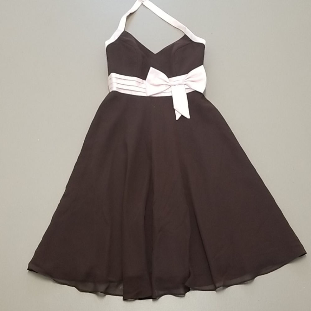 Alfred Angelo Espresso and Pink bridesmaid dress